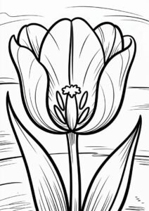 Large Detailed Tulips To Color 4