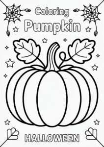 Large Pumpkin Coloring Page With Leaves To Color 4