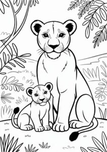 Lion And Baby Cub Coloring Sheet 1