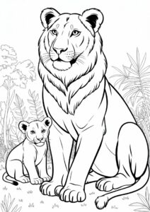 Lion And Baby Cub Coloring Sheet 2