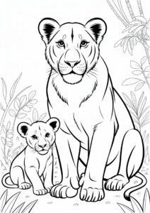 Lion And Baby Cub Coloring Sheet 3