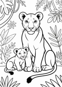 Lion And Baby Cub Coloring Sheet 4