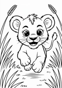 Lion Cub Running In Grass 4