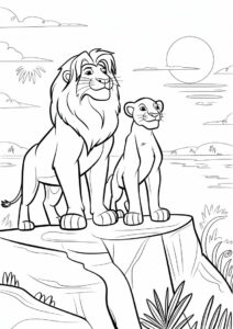 Lion King With Simba Coloring Page 3