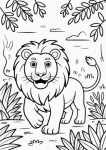 Lion Roaming In Jungle Coloring 1