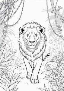 Lion Roaming In Jungle Coloring 2