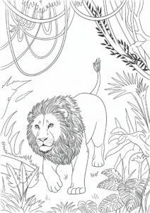Lion Roaming In Jungle Coloring 3