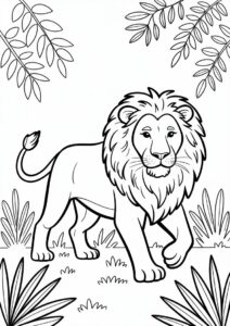 Lion Roaming In Jungle Coloring 6