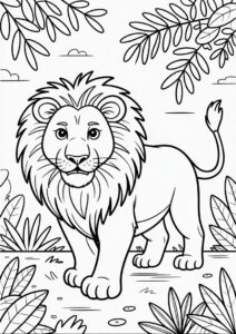 Lion Roaming In Jungle Coloring 7