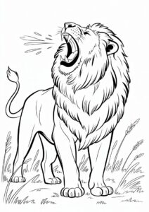 Lion Roaring Coloring Page 1