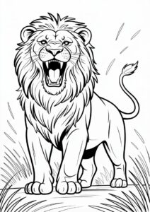 Lion Roaring Coloring Page 4