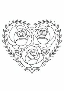 Love Heart Shape Made Of Roses To Color 2