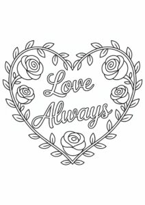 Love Heart Shape Made Of Roses To Color 3