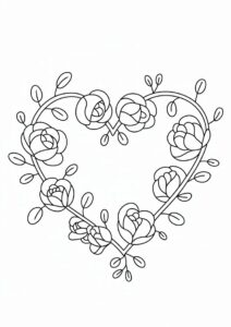 Love Heart Shape Made Of Roses To Color 4
