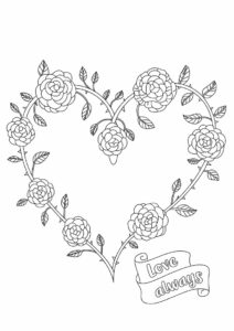 Love Heart Shape Made Of Roses To Color 5