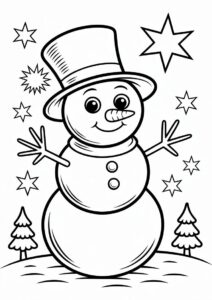 Magical Looking Young Snowman To Color 2