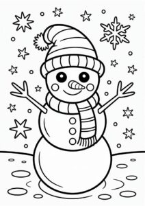 Magical Looking Young Snowman To Color 3