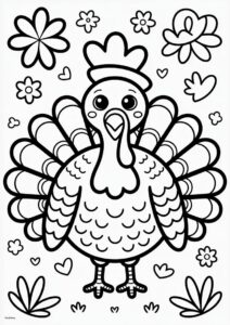 Majestic Turkey Coloring Page 1