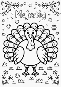 Majestic Turkey Coloring Page 4