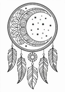 Mandala Dream Catcher Moon Coloring Page For Adults 2