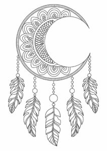 Mandala Dream Catcher Moon Coloring Page For Adults 3