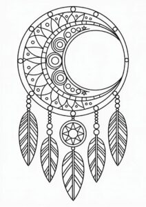 Mandala Dream Catcher Moon Coloring Page For Adults 4