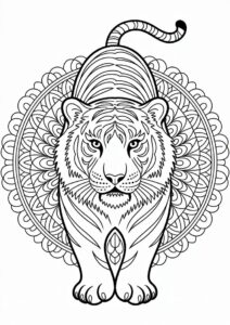 Mandala Tiger Coloring Page 1