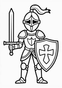 Medieval Knight Coloring Page For Kids 1