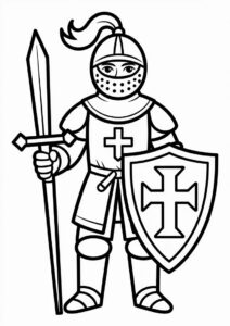 Medieval Knight Coloring Page For Kids 3