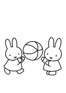 Melanie And Miffy Coloring Page Playing Beach Ball For Kids 4