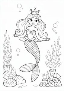 Mermaid Princess Coloring Page Under The Sea 3