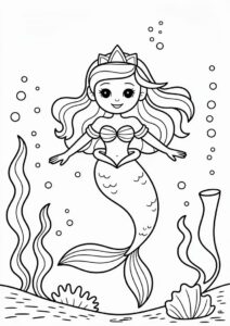 Mermaid Princess Coloring Page Under The Sea 4