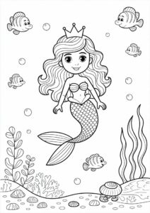 Mermaid Princess Coloring Page Under The Sea 6