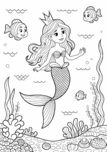 Mermaid Princess Coloring Page Under The Sea 7