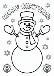 Merry Christmas Snowman Coloring Sheet For Kids 1