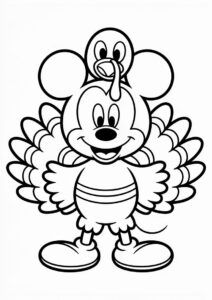 Mickey Mouse In A Turkey Costume Coloring Sheet 3