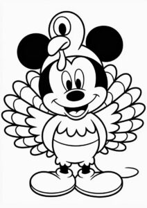 Mickey Mouse In A Turkey Costume Coloring Sheet 4