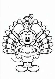 Mickey Mouse In A Turkey Costume Coloring Sheet 5