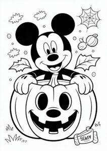Mickey Mouse Pumpkin Coloring Page For Kids 2
