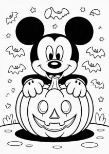 Mickey Mouse Pumpkin Coloring Page For Kids 4