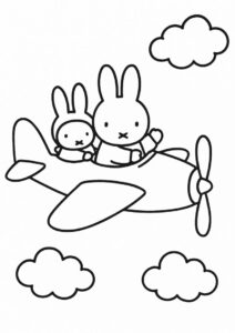 Miffy Coloring Page And Melanie Riding An Airplane 3