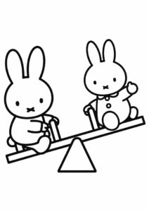 Miffy Coloring Page Of Melanie On A Seesaw For Kids 1