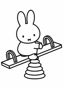 Miffy Coloring Page Of Melanie On A Seesaw For Kids 3