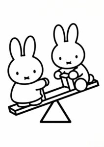 Miffy Coloring Page Of Melanie On A Seesaw For Kids 4