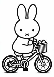 Miffy Coloring Page On A Bicycle For Preschoolers 1