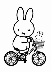 Miffy Coloring Page On A Bicycle For Preschoolers 2