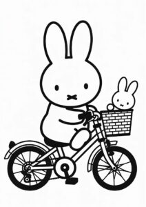 Miffy Coloring Page On A Bicycle For Preschoolers 4