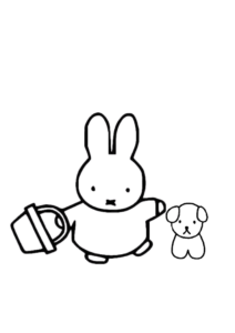 Miffy Coloring Page Playing With Her Dog Snuffy 1
