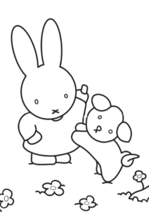 Miffy Coloring Page Playing With Her Dog Snuffy 2