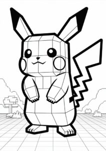 Minecraft Pikachu Coloring Sheet 1